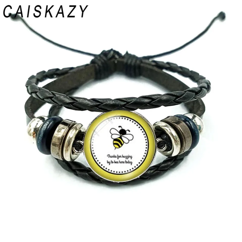 2019 новый кожаный плетеный милый браслет с рисунком пчелы и животных из