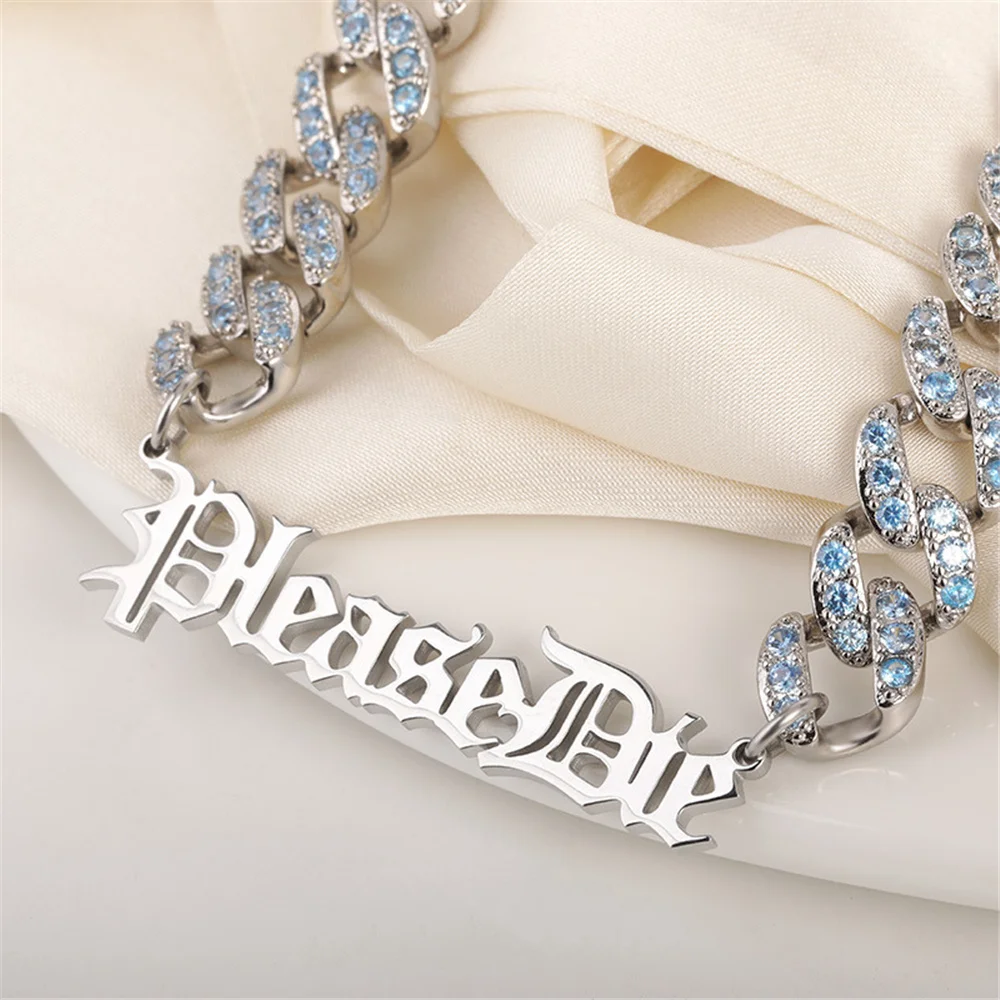 

2021 New Custom Name Necklace Full Diamond Zircon Chain Nameplate Pendant Personalized Hiphop Men's Trend Jewelry Dropshipping