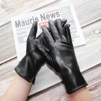 bickmods new women black fashion touchable no inside straight style genuine leather sheepskin thin section gloves