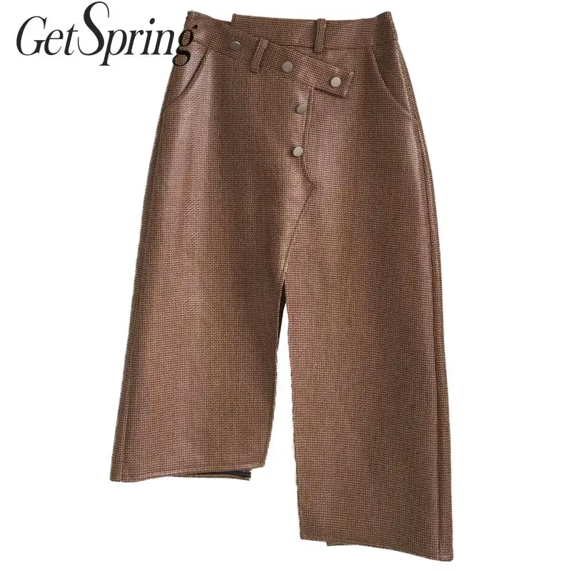 Getвесенняя Женская юбка с разрезом Асимметричные Длинные юбки завышенной талией