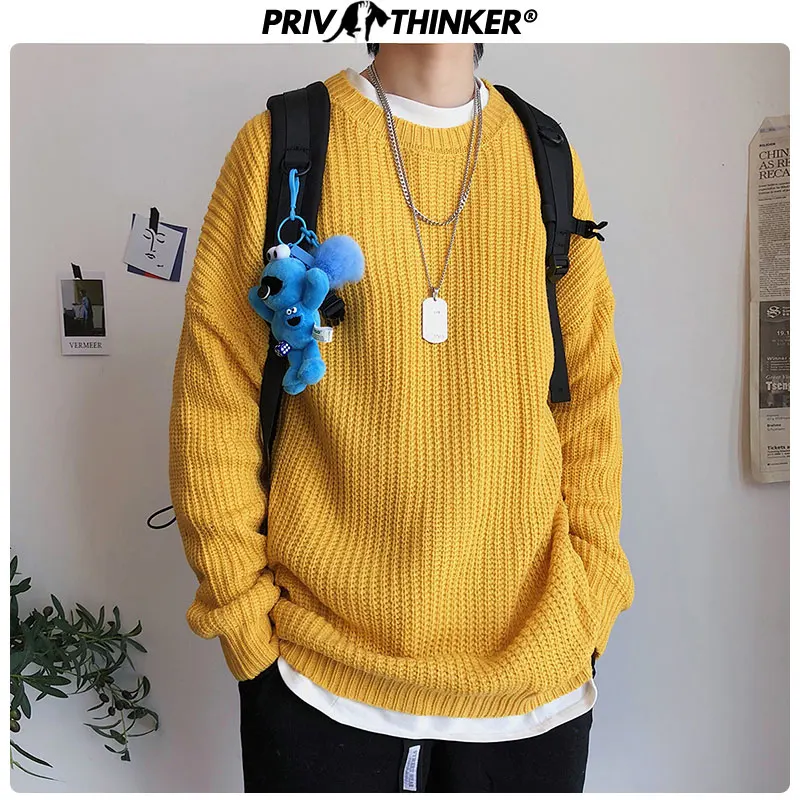 Privathinker, осенне-зимний мужской свитер, пуловер, 9 цветов, повседневный мужской вязаный корейский однотонный топ, уличная одежда, мужской свитер