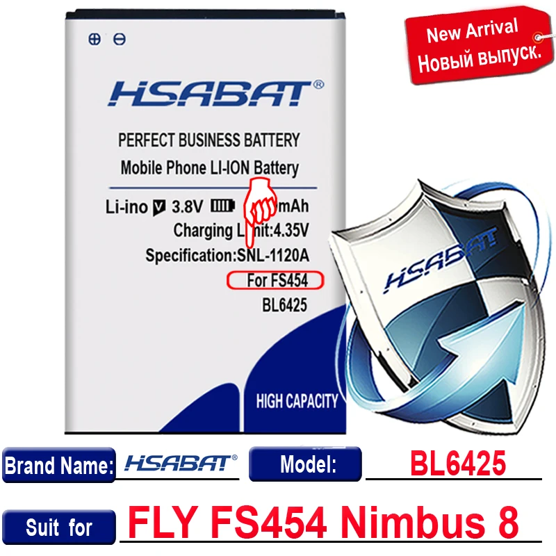 Аккумулятор HSABAT BL6425 2500 мАч для FLY FS454 Nimbus 8 бесплатная доставка номер отслеживания