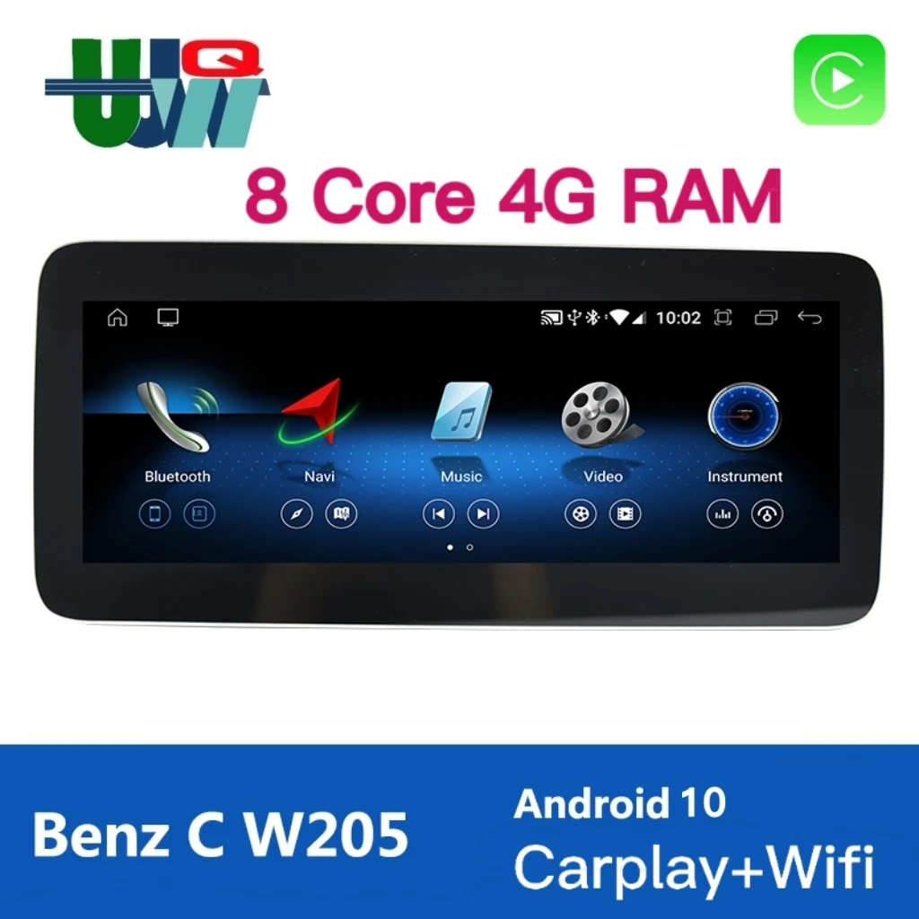 

UJQW Radio 2 Din Android GPS Navi For Mercedes Benz C-Class W205/GLC-Class X253/V-Class W446 2015-2018 NTG 5.0 Bluetooth Carplay
