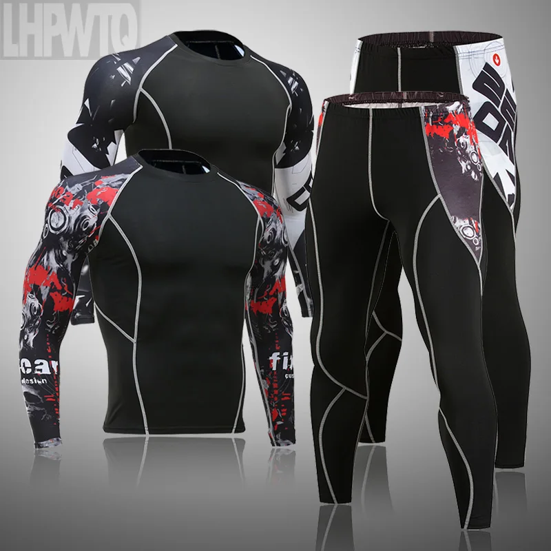 Men's Thermal Underwear Set MMA Tactics Leggings Solid Color Costume Compress Long Johns Men Winter Brands  Men