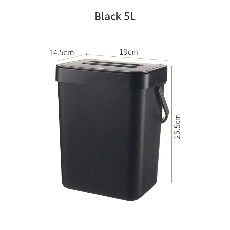 Black-5L 7л ванная комната настенный мусорный бак кухня мусорное ведро гостиная мусорное ведро туалет мусорные баки спальня ведро для мусора в скандинавском стиле - Цвет: Black-5L