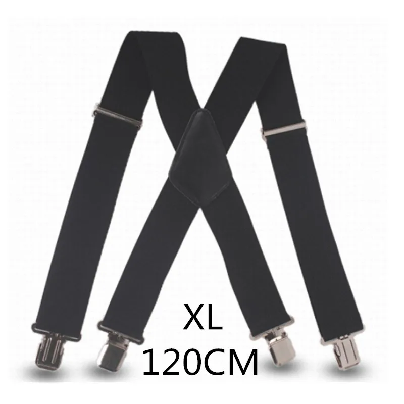 Black -120cm 100 см 120 см 140 см размера плюс 5 см ширина высокие эластичные регулируемые мужские подтяжки 4 прочные зажимы Подвески сверхпрочные х Задние подтяжки - Цвет: Black -120cm
