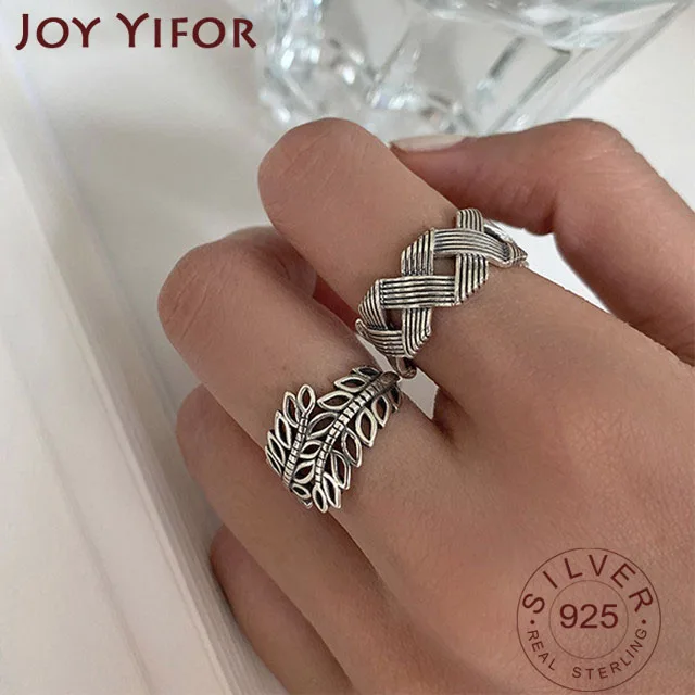

Minimalist 925 Sterling Silver Width Rings INS Fashion Vintage Handmade Hollow Cross Geometric Party Jewelry Gifts