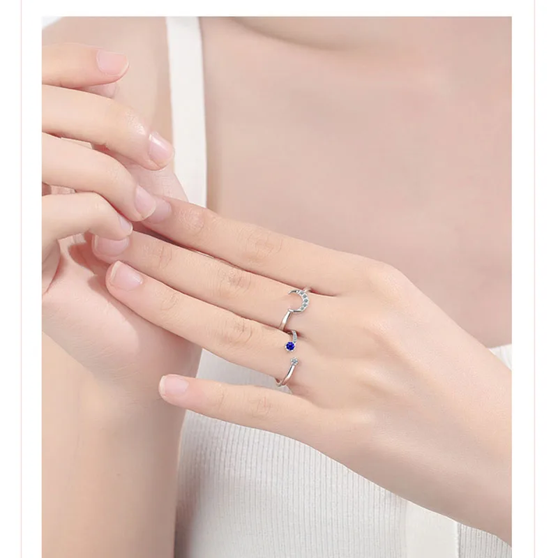 Женское регулируемое кольцо MEETSOFT из стерлингового серебра 925 пробы ювелирное