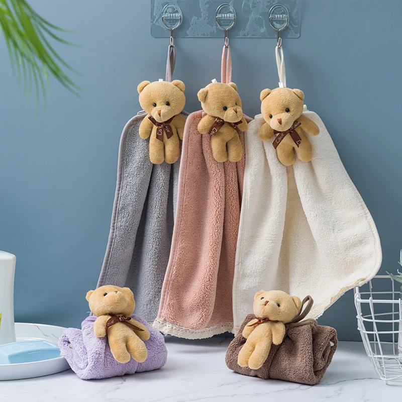 

Cartoon Absorbent Cloth Hand Towel Coral Velvet Hanging Towel Quick-drying thick Soft Cloth Bathroom Supplies Kitchen Accessorie