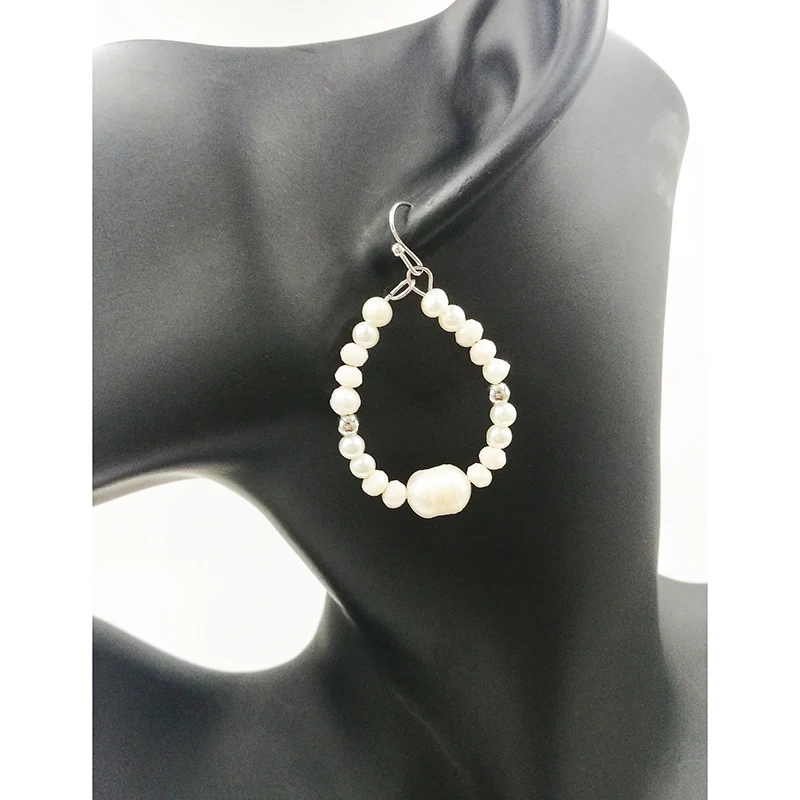 Женские серьги кольца с пресноводным жемчугом|Серьги-кольца| |