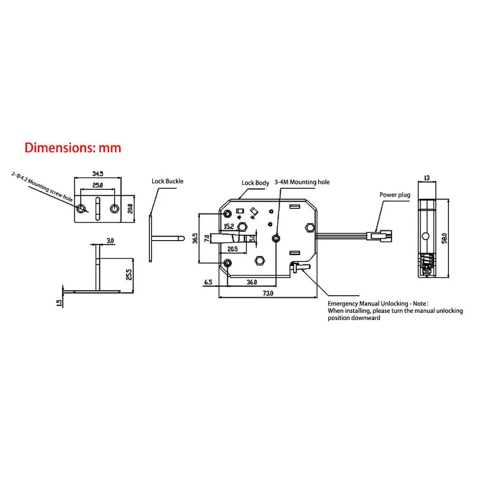 DC12V 2A K01 Электрический замок железный противоударный энергосберегающий