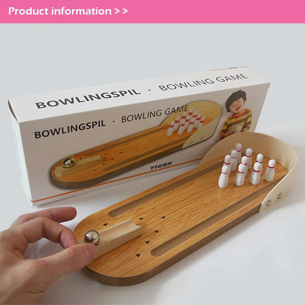 

Wooden mini bowling ball Parent-child interactive board game Children board game toys Wooden bowling game