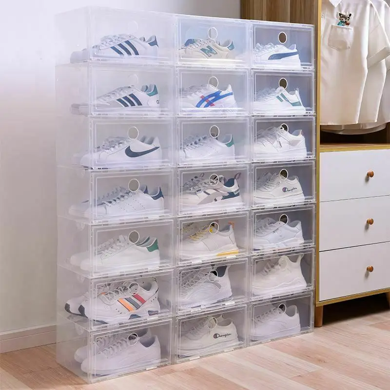 

6-48pcs Shoe Box Clear Large Drop Closet Heels Organizer Case Shelf Stackable Fit Jordan Sneaker Display Stand CA/NJ Delivery