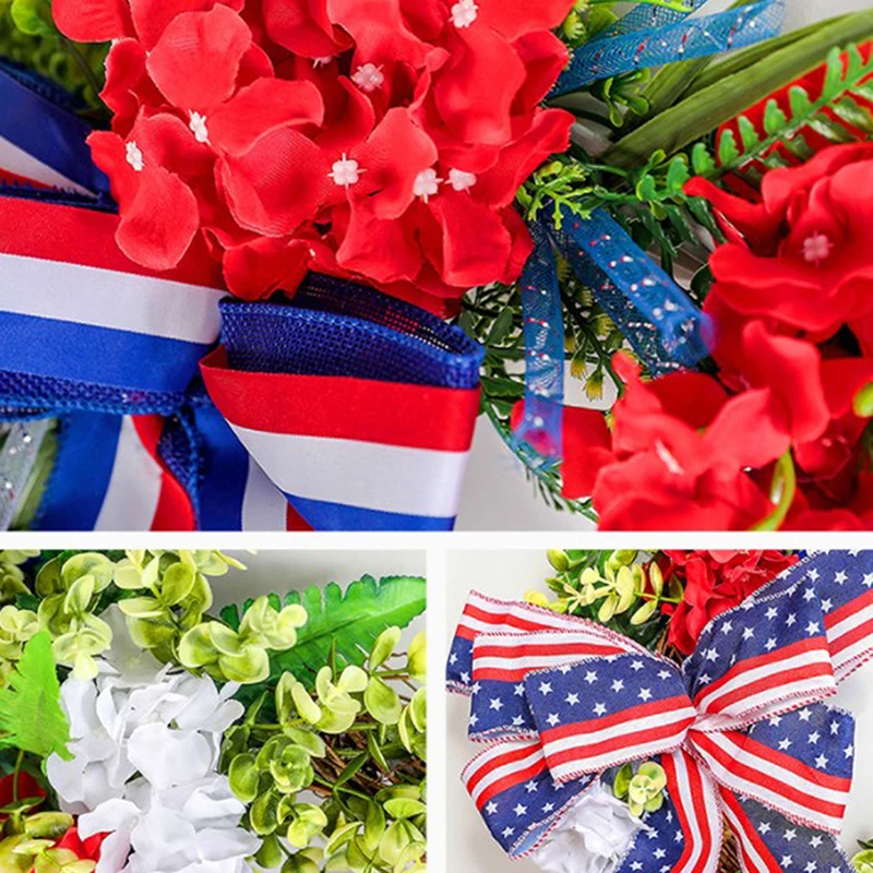 

40cm American Independence Day Bowknot Rattan Ring Door Pendant Hanging