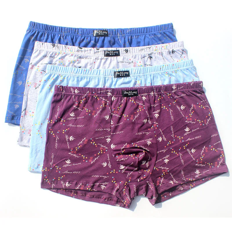 6pcs/Lot 100% Cotton Loose Boxers Four Shorts Underpants Men'S Boxers Shorts Breathable Underwear Printing Comfortable Cotton