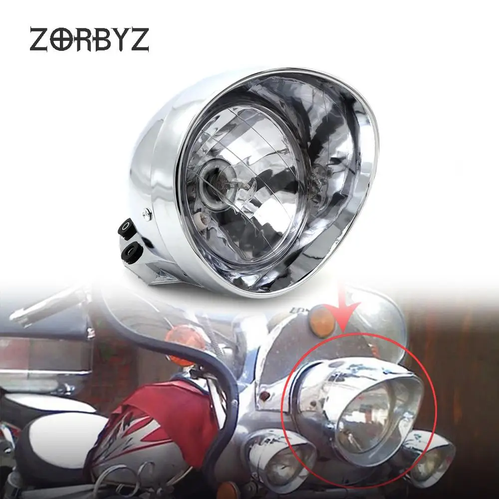 ZORBYZ мотоцикл 6," Хром ABS Пуля Передний светильник головной светильник подходит для Harley cruise Honda Steed Shadow