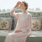 Женское ночное платье, рубашки для сна в винтажном дворцовом стиле, кружевные ночные рубашки с вышивкой, ночная рубашка в викторианском стиле, одежда для сна