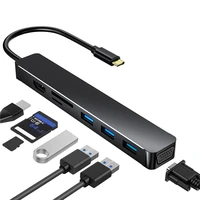 household office 7 in 1 type c hub high data transmission speed usb type c to vga hdmi usb 3 0 interface converter