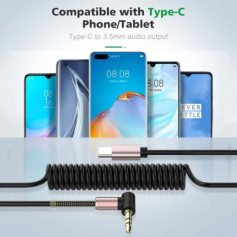 

Car Headphone Speaker Wire Line 3.5 Jack Aux Cords Type C To 3.5mm Audio Cable Audio Aux Cable For Samsung S20 S10 Huawei