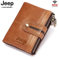 2021 fashion genuine leather men wallet bi fold wallets short id card holder coin purse with double zipper small mens purse