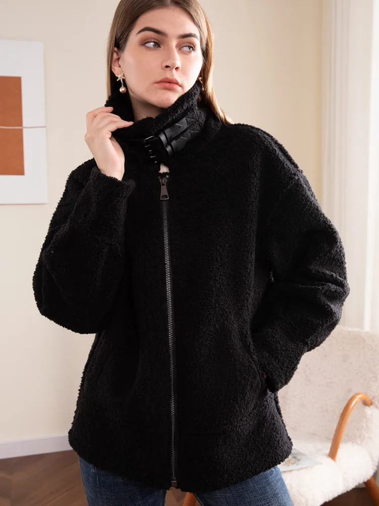 

Womens Black Long Sleeve Winter Warm Lapel Fox Faux Fur Coat Zipper Jacket Overcoat Outwear With Pockets Female Clothing