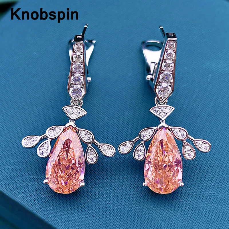 

Серьги-подвески Knobspin из 100% серебра 925 пробы в форме капли воды с высокоуглеродистыми бриллиантами в виде пчелы для женщин ювелирные изделия ...