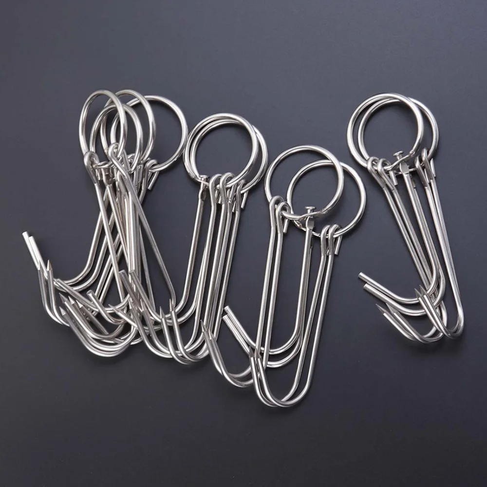 

6pcs Stainless Steel Double Meat Hooks Drying Roast Duck Hook Bacon Hanger Grill Hanging Rack (3.5cm Diameter 24.5cm Length)