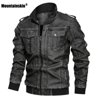 mountainskin leather jacket mens 2021 winter autumn mens motorcycle pu jacket fashion windproof coat male brand clothing sa785