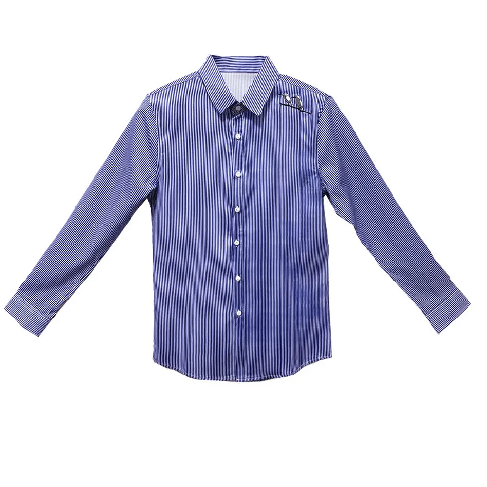 

Spring British Style Men's Long Sleeve Shirt Casual Slim Striped Shirts Embroidered Mens Formal Business Shirts Camisa Masculina