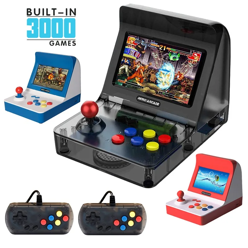 64 Bit Ретро аркадная мини-игровая консоль 4,3 дюймов, встроенный в 3000 игр, портативная игровая консоль, семейный подарок для детей, поддержка загрузки