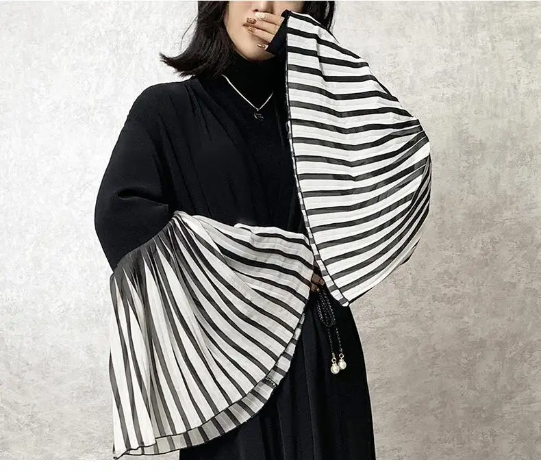 Женский открытый кардиган в мусульманском стиле плиссированная Лоскутная