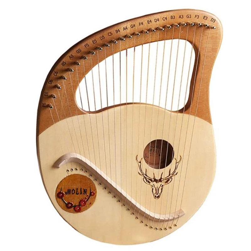 

Lyre Harp,Greek Violin,24 String Wooden Lyre Instrument,with Tuning Wrench, for Music Lovers Beginners,Etc,