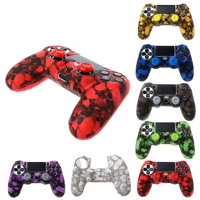 Череп силиконовый защитный чехол для джойстика + 2 колпачки PS4 Pro Slim контроллер |