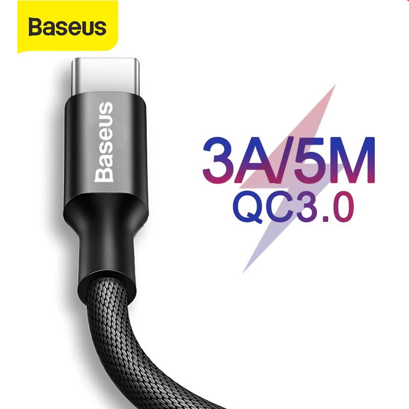 Baseus 3A USB Type C кабель QC 3 0 быстрое зарядное устройство дляHuawei P20 Samsung Xiaomi нейлон