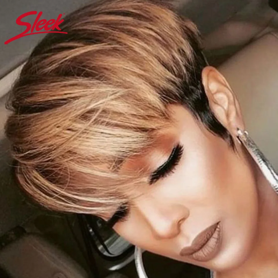 Sleek короткие парики из человеческих волос короткая стрижка для Для женщин