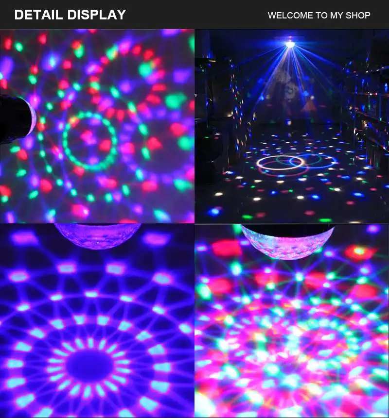 Мини RGB LED хрустальный вращающийся шар светильник s со звуковым активацией