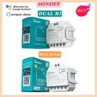 Релейный модуль SONOFF DUAL R3  R3 Lite, минипереключатель сделай сам с Wi-Fi, измеритель мощности, 2 комплекта, для приложения eWeLink, Alexa, Google Home