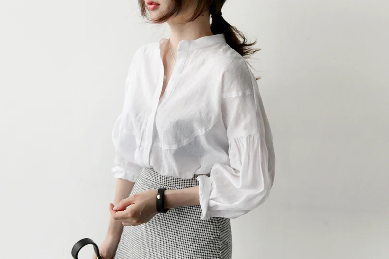 

New Fashion White Cotton Women Blouse Shirt Long Sleeve Collar Office Lady Shirt Women Tops Feminine Blouses Blusas 0533 40