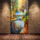 Ручная роспись Маленький мост струящаяся вода палитра нож Дерево картина маслом на холсте настенная художественная картина постер для гостиной домашний декор