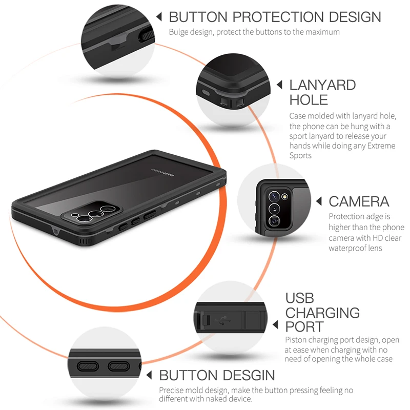 

Waterproof Case for Samsung Galaxy Note 20 Ultra Case Shockproof Outdoor Sport Swim Diving Cover for Samsung Note 20 10 Plus