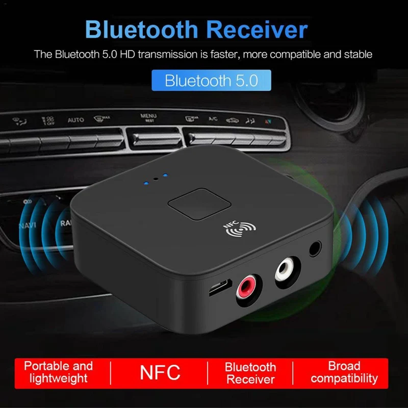 Блютуз-совместимый приемник 5.0 беспроводной звук музыки RCA APTX LL с низкой задержкой потока звука для домашнего стриминга звука 3,5 мм 2RCA адаптер