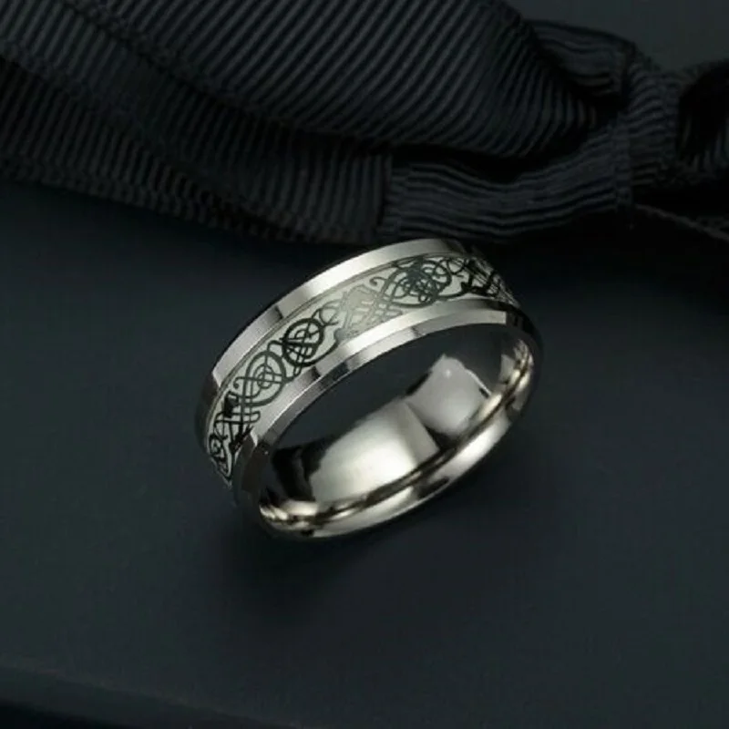 Мода унисекс люминесцентное светящееся кольцо панк Титановая Сталь Ювелирные