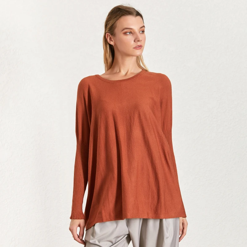 TWOTWINSTYLE женский свитер с рукавом летучая мышь Длинный пуловер круглым вырезом