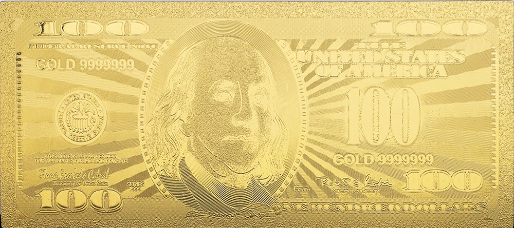 Подарок памятная монета 100 доллар старая банкнота 24k позолоченная Рождественская