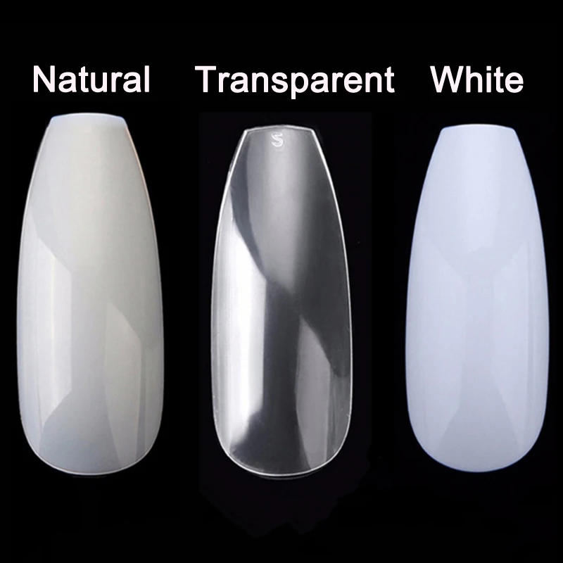 fake nails tips Ballerina Bag Art False Coffin Nail transparent Natural white Flat Shape Full Cover Manicure press on poly | Красота и