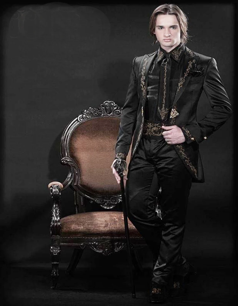 

Красивые мужские смокинги для жениха с вышивкой пиковым отворотом мужские костюмы для свадьбы/выпускного вечера Лучший блейзер (пиджак + бр...