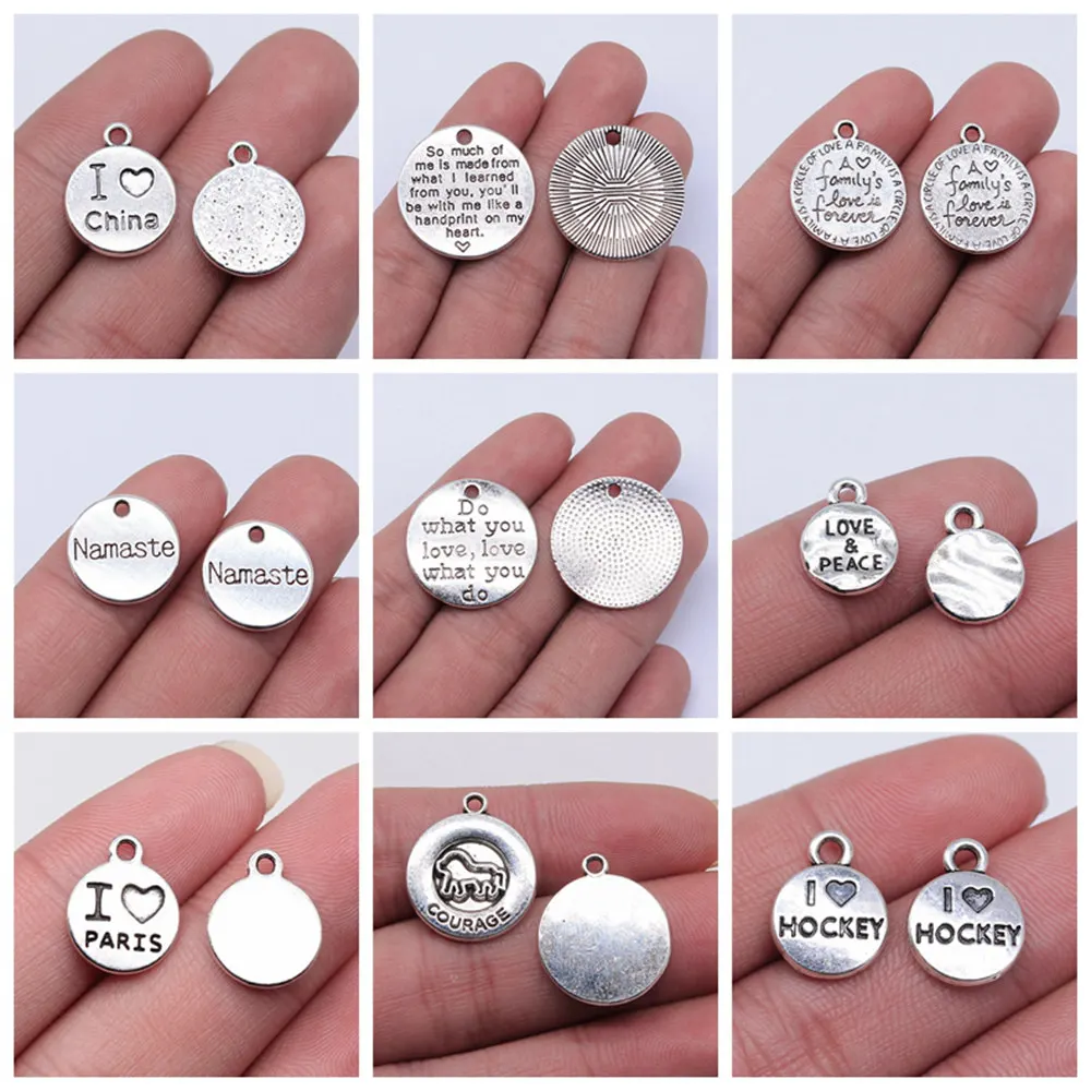 

jewelry findings components Round Small Tag Charms for bracelets charm pendant