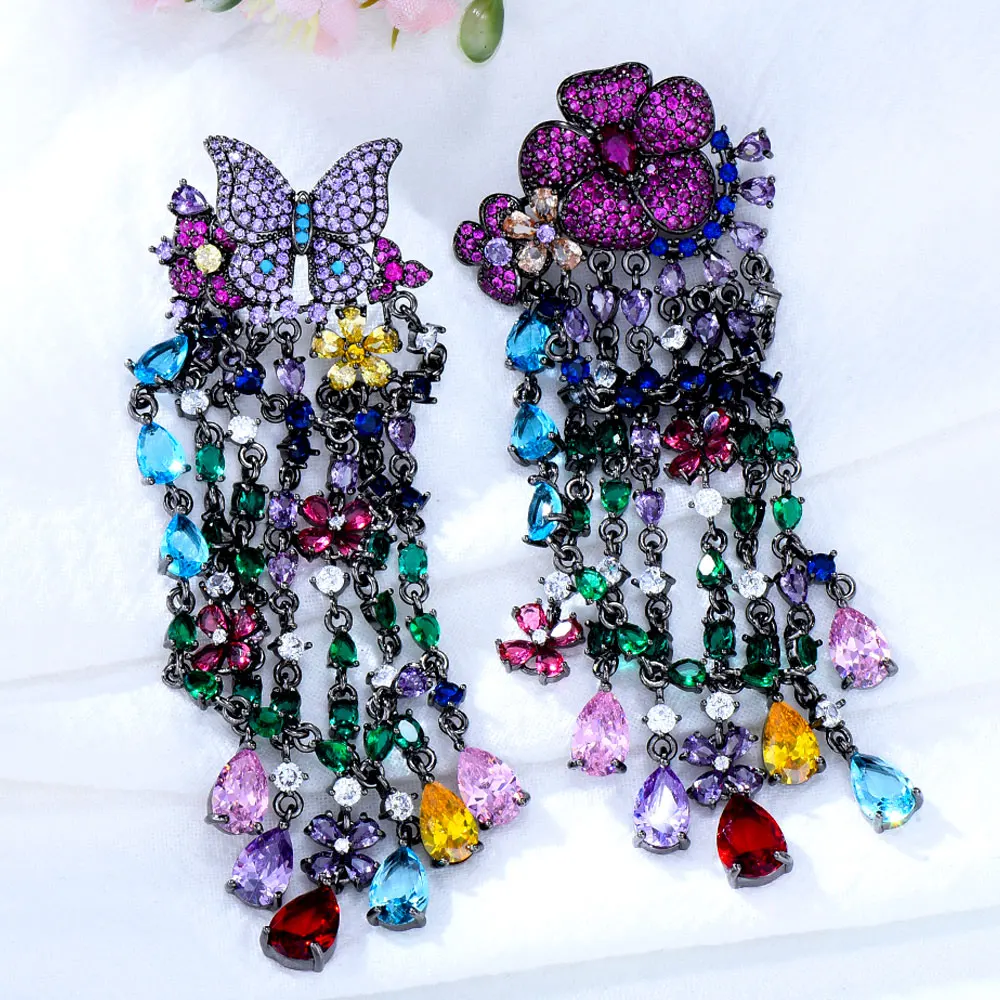 Женские серьги-подвески GODKI, роскошные серьги-бабочки с цветами для свадебной вечеринки в Дубае