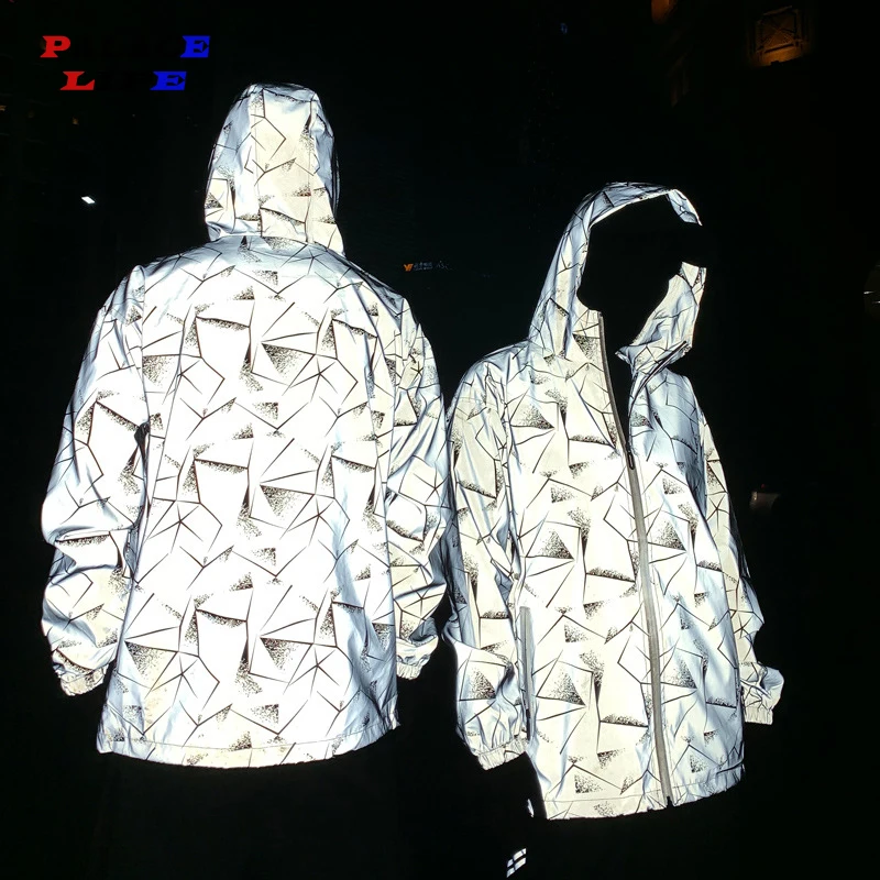 Куртка Мужская/Женская Светоотражающая с капюшоном уличная модная камуфляжная