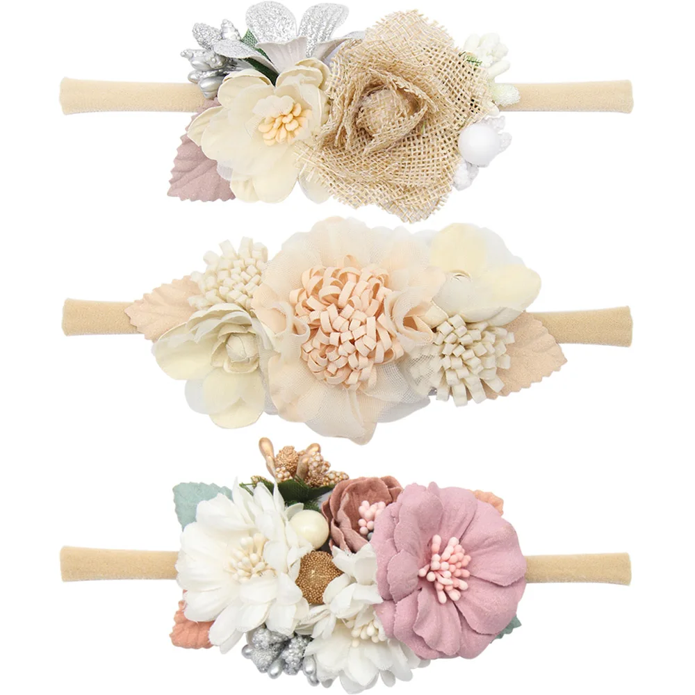 

Artificial Flowers Headbands for Baby Girls Nylon Bands Newborn Infants Stretchy Hairbands Hair Accessories